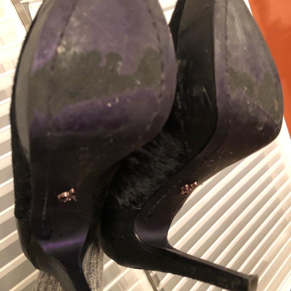 Black Pony Hair Platform Booties - Picture 5 of 5